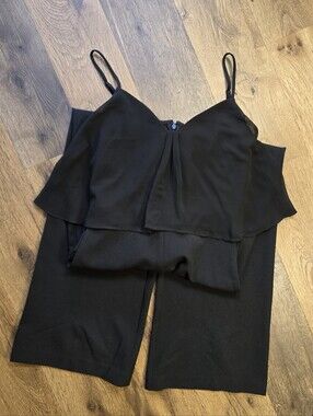 Chelsea28 Black Wide-Leg Spaghetti-Strap Jumpsuit